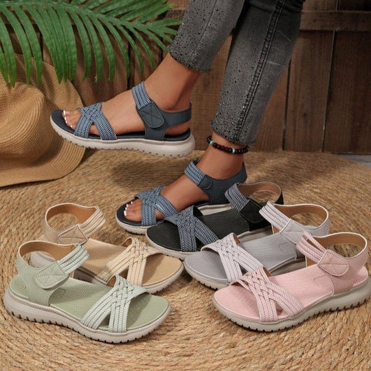 Damen Freizeit-Sandalen mit geflochtenem Riemendesign und komfortabler Fußbettung