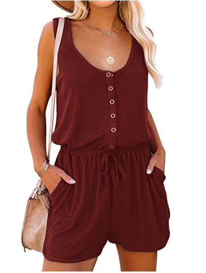 Damen Praktischer Jumpsuit mit Knopfdetails und verstellbarem Bund