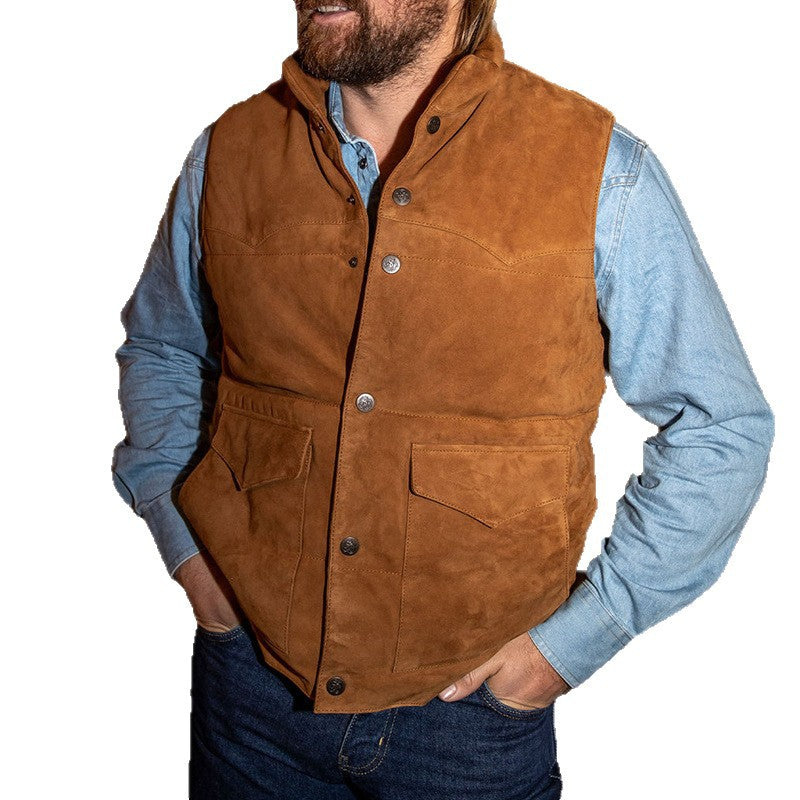 Herren Wildlederweste mit Stehkragen und aufgesetzten Taschen Shop Nory