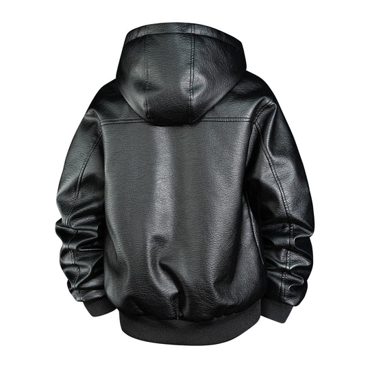 Herren Lederbomberjacke mit Teddyfutter und Kapuze Shop Nory