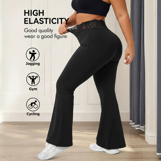 Damen Schlaghose mit hohem Spitzenbund, atmungsaktivem Stretch und sculptendem Sitz Shopy Nory