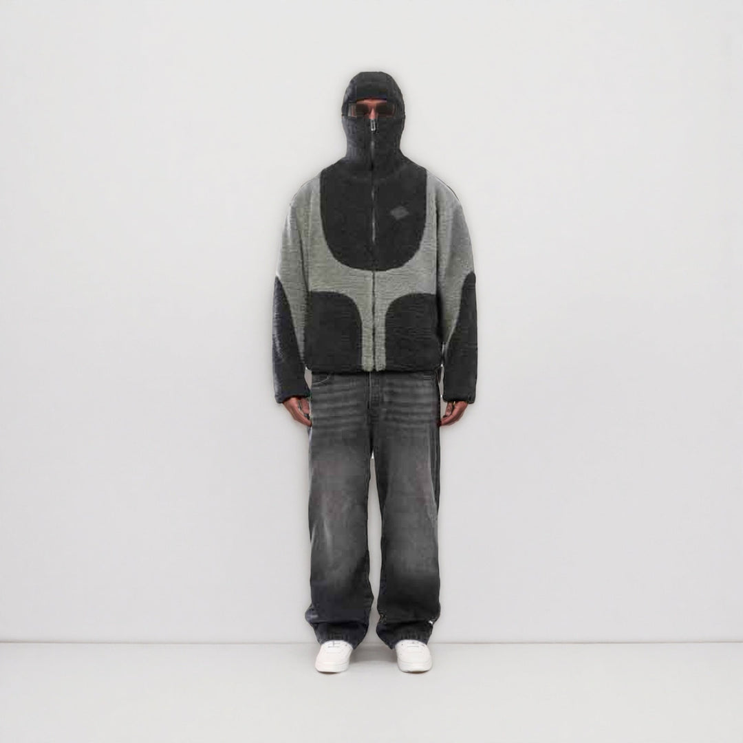 Herren Gemütliche Teddyjacke mit Kontrastnähten
