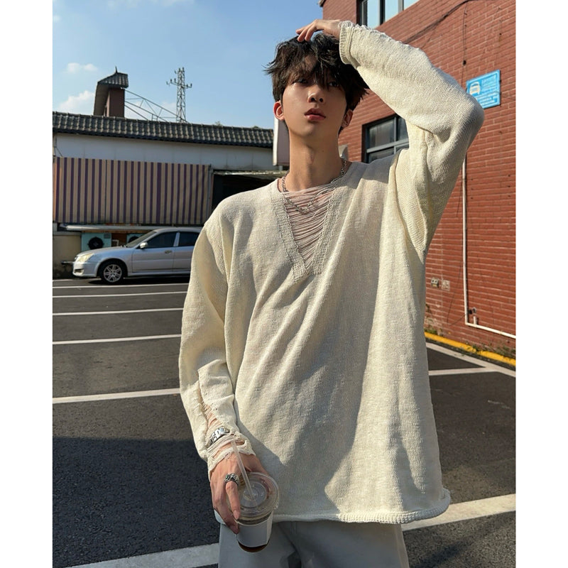 Herren Modisches Rippstrick Pullover mit Polokragen Shop Nory