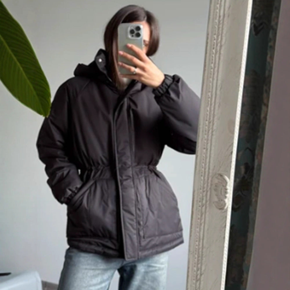 Damen Steppparka mit hohem Kragen, tailliertem Kordelzug und Kapuze Shop Nory