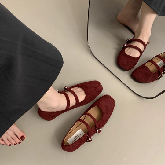 Damen Ballerina-Pantoletten mit modischem Riemchen und komfortablem Fußbett