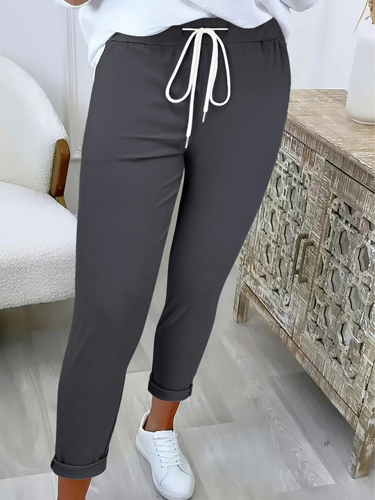 Damen Schmale Jogginghose mit hohem Komfortbund, Kordelzug und schmalem Knöchelabschluss Shop Nory