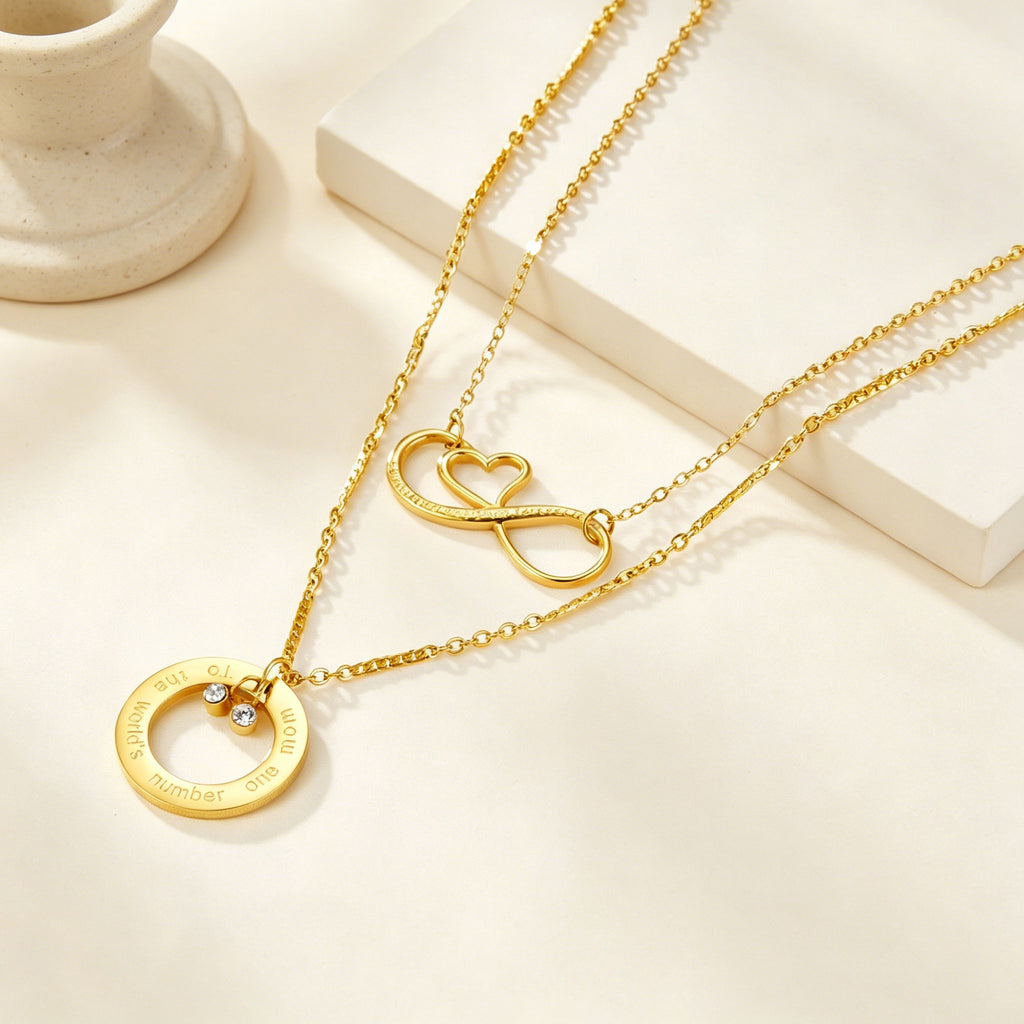 Damen Mehrlagige Halskette mit unendlichem Symbol und personalisiertem Anhänger Shop Nory