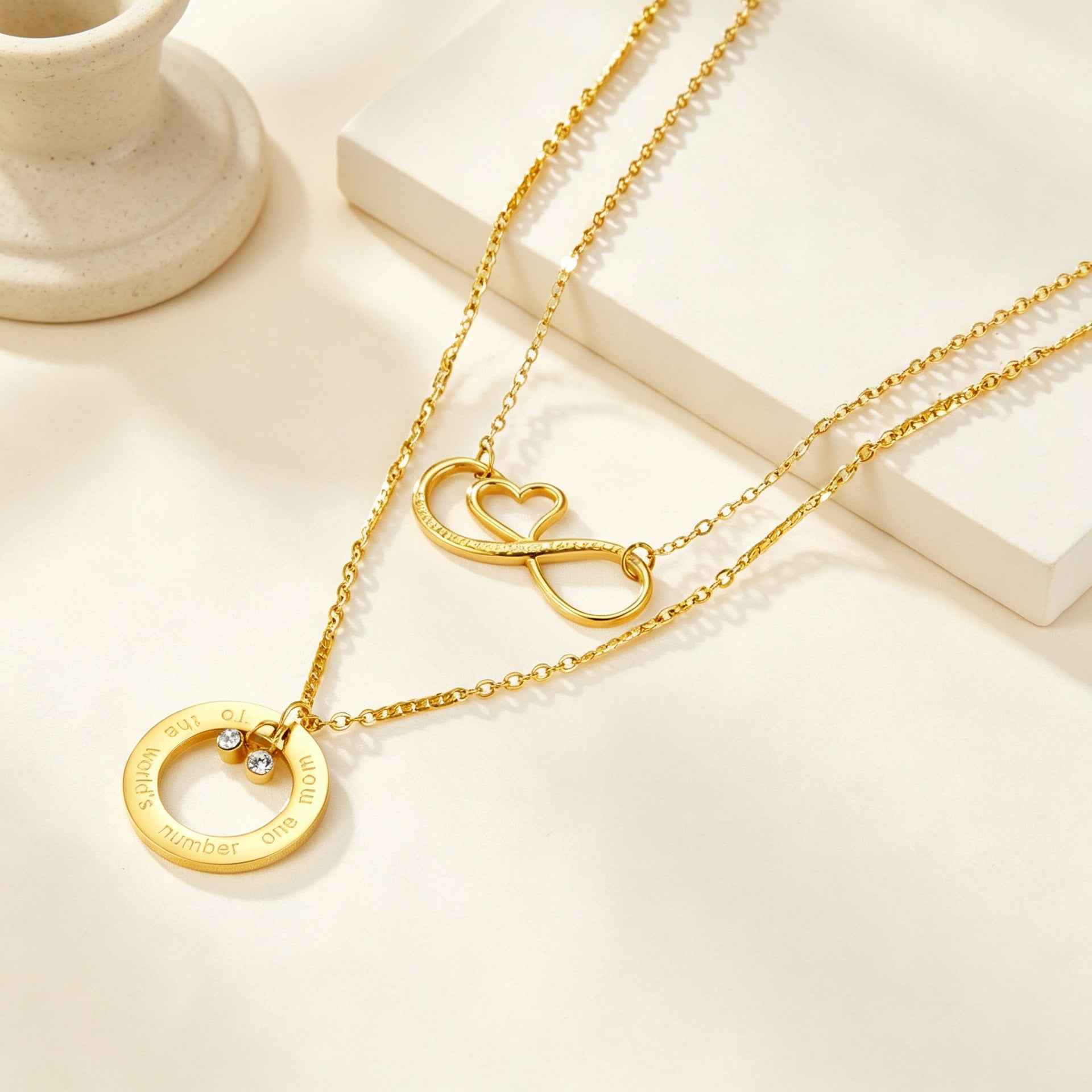 Damen Mehrlagige Halskette mit unendlichem Symbol und personalisiertem Anhänger Shop Nory