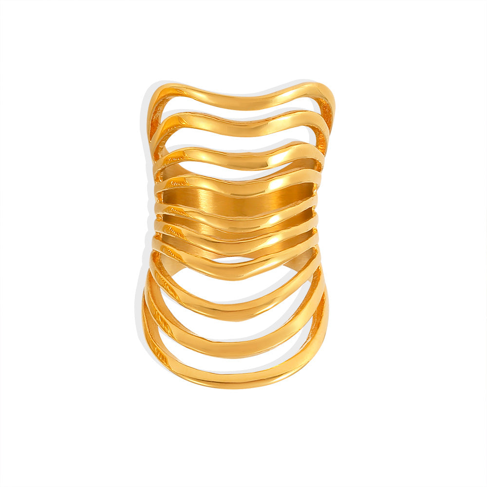 Damenring mit geschwungenem, modernem Design aus Edelstahl Shop Nory
