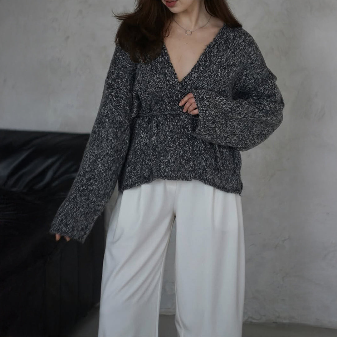 Damen nan oversize Bouclé-Strickjacke mit Taillengürtel und Kimonoärmeln Shop Nory