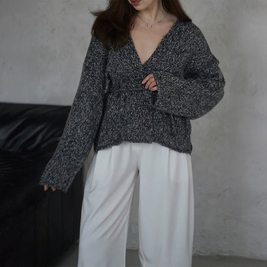 Damen nan oversize Bouclé-Strickjacke mit Taillengürtel und Kimonoärmeln Shop Nory