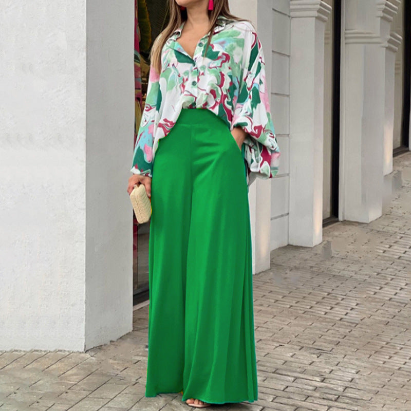 Damen Fließende Highwaist Palazzo‑Hose mit weitem Bein und elegantem Satinfall Shop Nory
