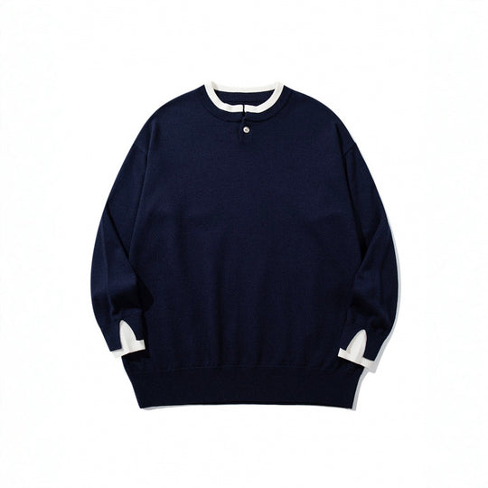 Unisex Oversize Feinstrickpullover mit Henley-Knopfleiste und Schlitzbündchen Shop Nory