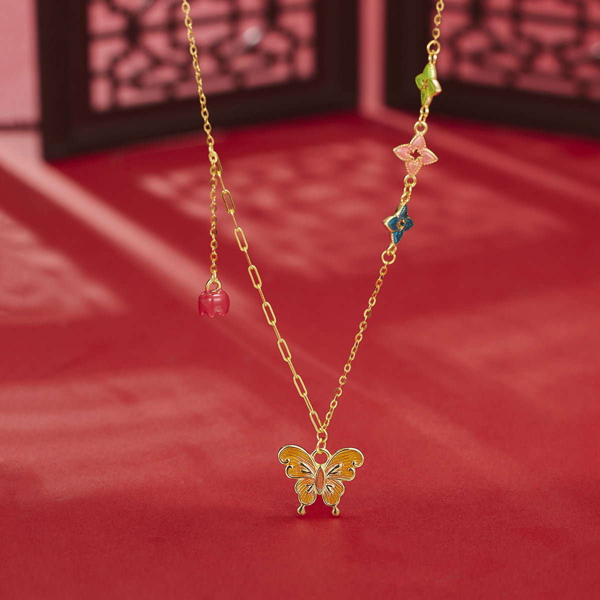 Damen Kette mit bunten Motivanhängern Shop Nory
