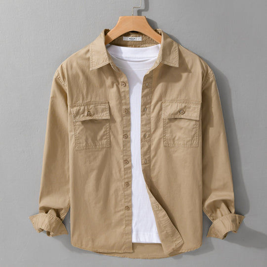 Herren Pflegeleichtes Baumwoll-Utility-Overshirt mit Doppel‑Brusttaschen und entspanntem Saum Shop Nory