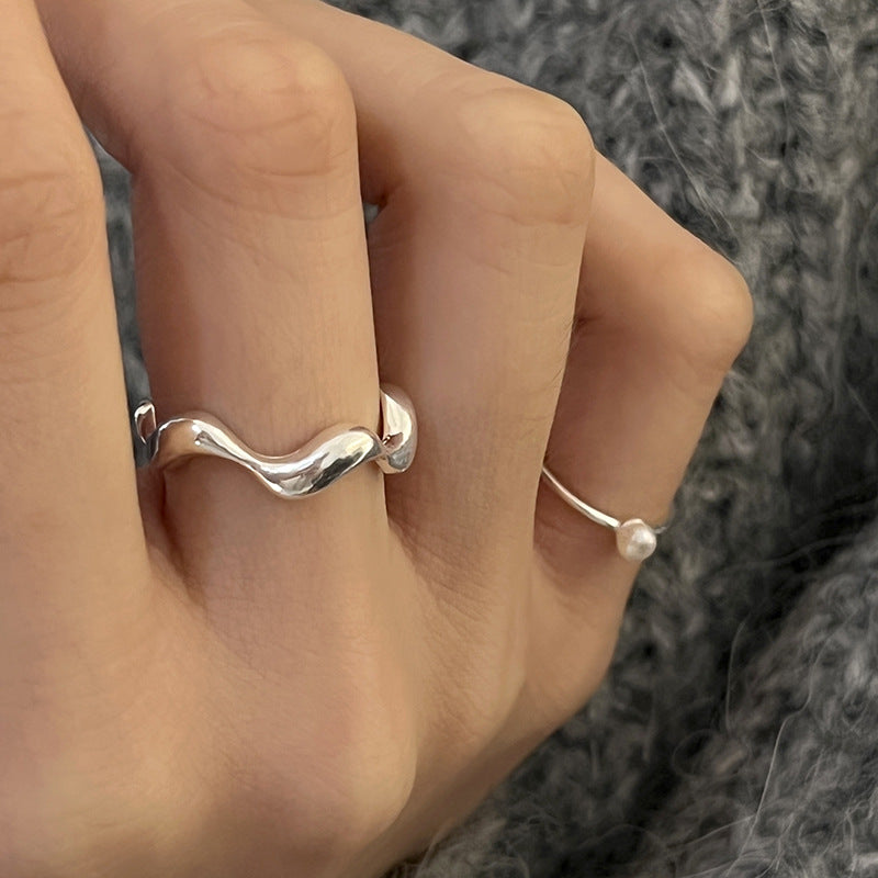 Damen Offener Ring mit verspieltem Wellen-Design Shop Nory