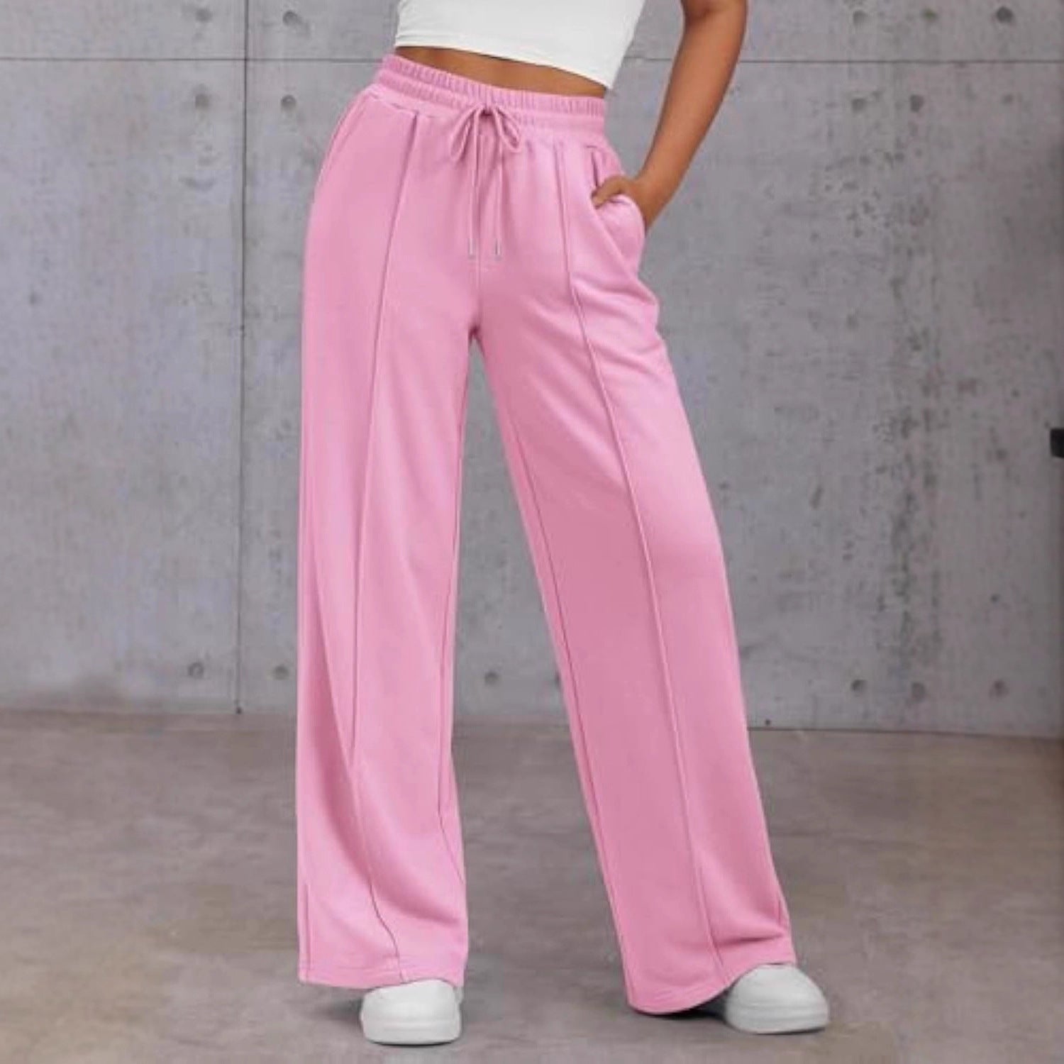 Damen Komfortable Weite Sweatpants mit elastischem Bund und praktischen Taschen