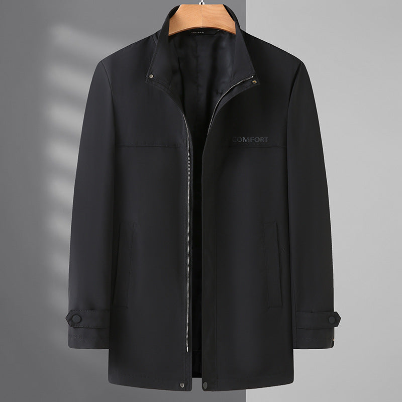 Herren Leichter wasserabweisender Kurzmantel mit Stehkragen und verdecktem Reißverschluss Shop Nory