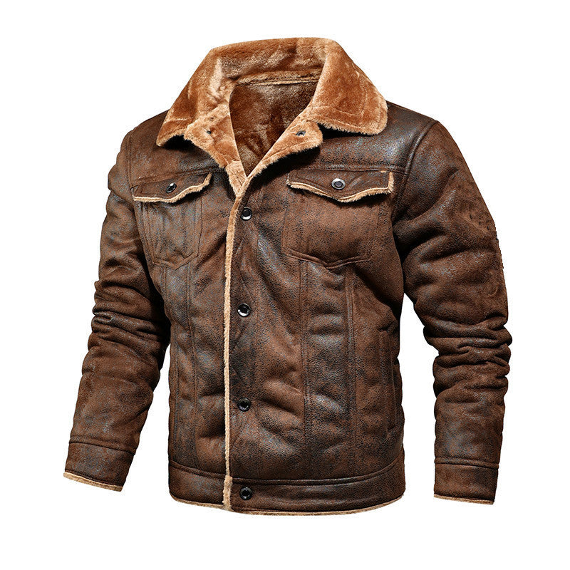 Herren gefütterte Wildlederimitat-Jacke mit Teddyfutter und Hemdkragen Shop Nory