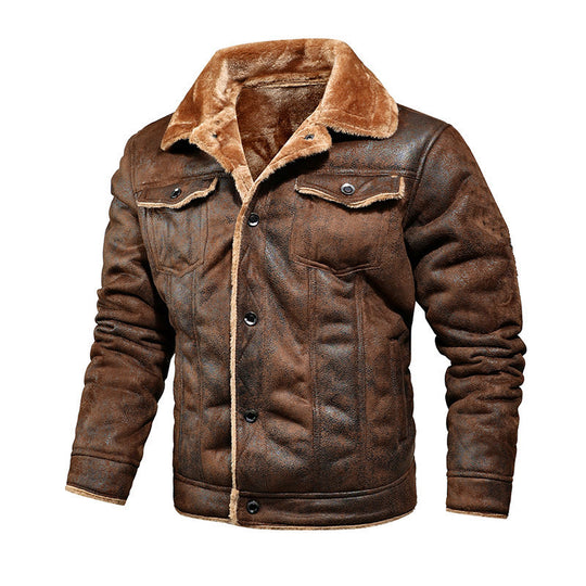 Herren gefütterte Wildlederimitat-Jacke mit Teddyfutter und Hemdkragen Shop Nory