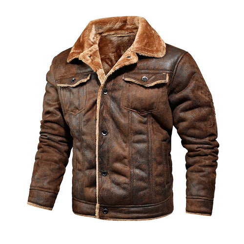 Herren gefütterte Wildlederimitat-Jacke mit Teddyfutter und Hemdkragen Shop Nory