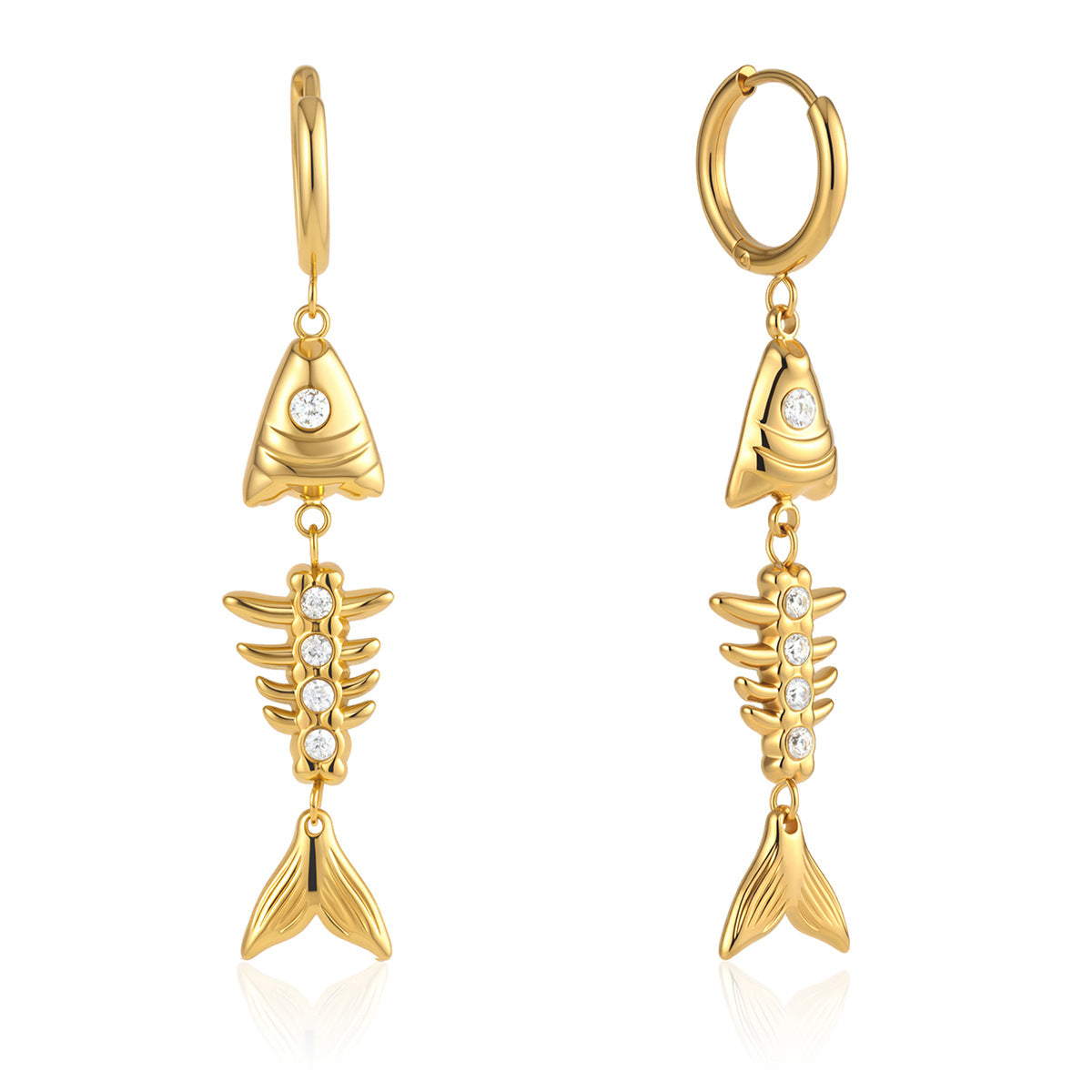 Damen Ohrhänger im eleganten Fisch-Knochen-Design mit Kristallakzenten Shop Nory