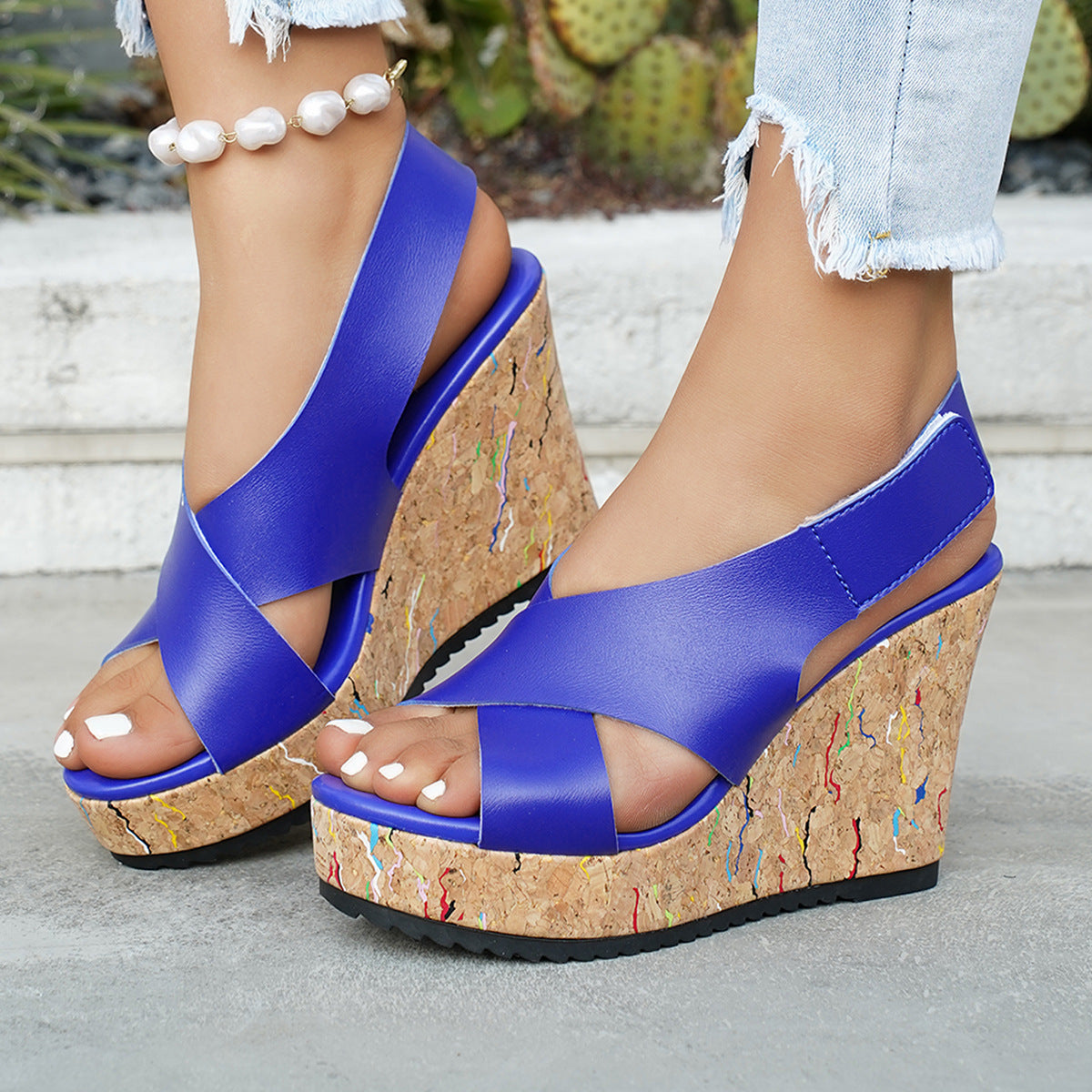 Damen Wedge-Sandalen mit komfortabler Korksohle und modischem Design