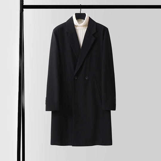 Herren Doppelreihiger Wollmix-Mantel mit verlängertem Schnitt und klassischem Revers Shop Nory
