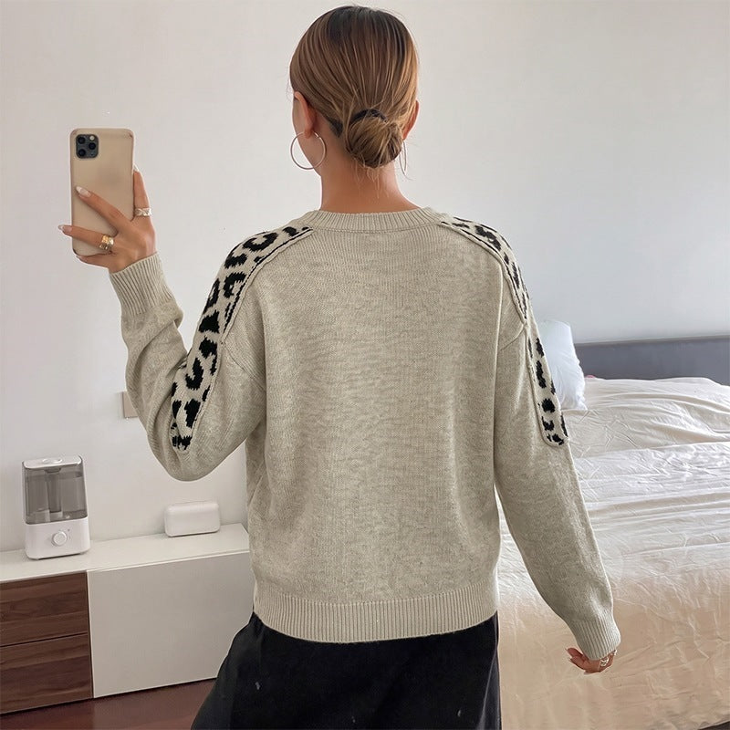 Damen Oversize Strickpullover mit Leo-Jacquard-Schultereinsätzen Shop Nory