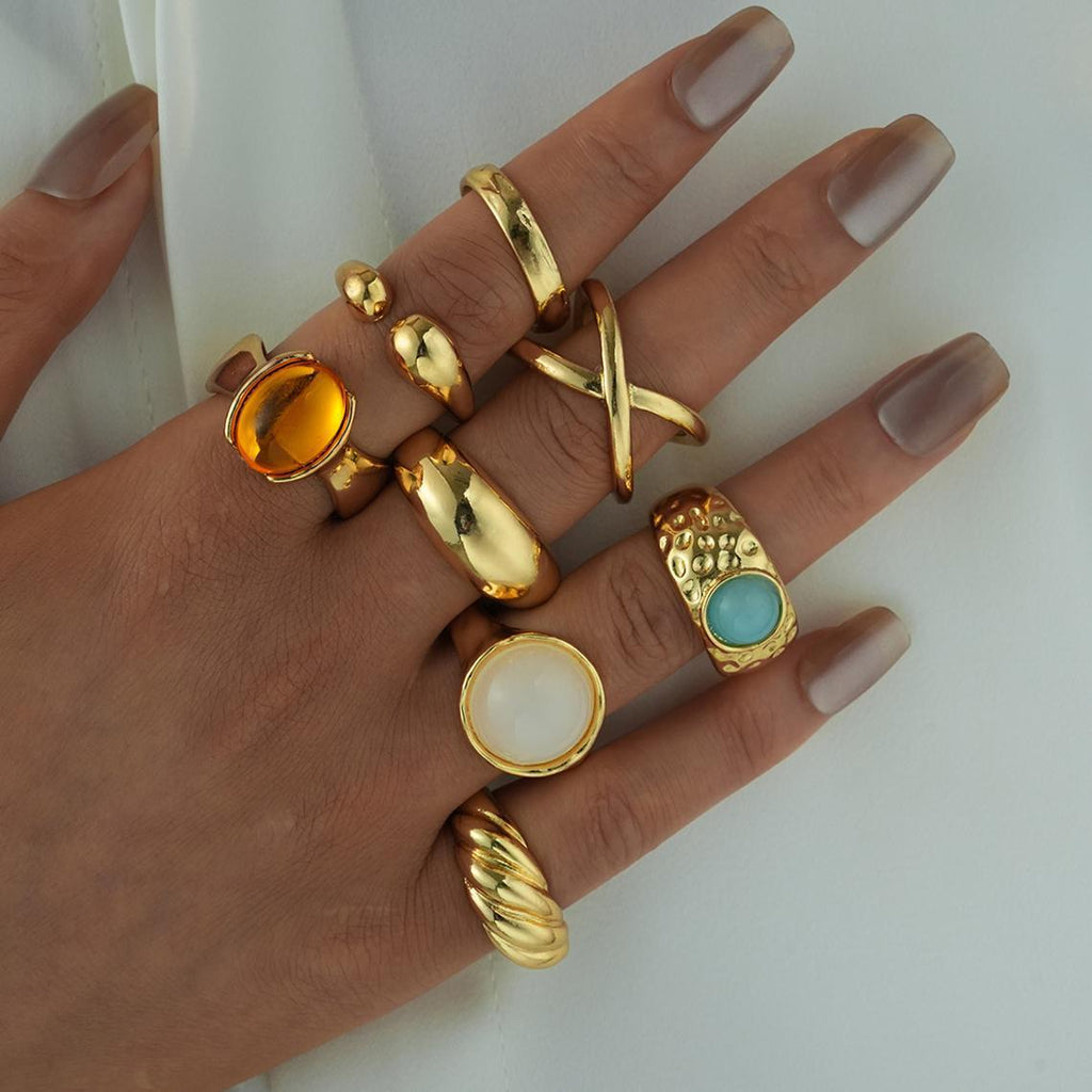 Damen Ring-Set mit verschiedenen einzigartigen Designs und funkelnden Akzenten Shop Nory