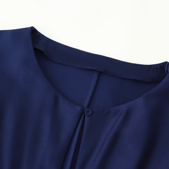 Damen Langärmeliges Maxikleid mit geraffter Empire‑Silhouette und Schlüsselloch‑Ausschnitt Shop Nory