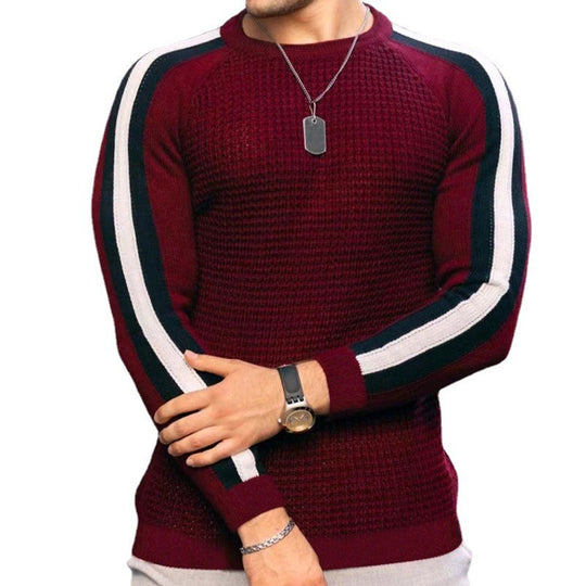 Herren Strukturstrick-Pullover mit Raglanärmeln und Kontraststreifen Shop Nory