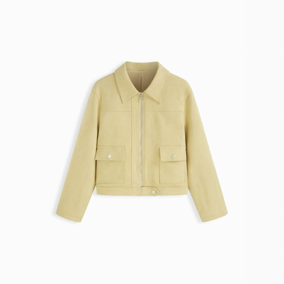 Damen Kurzjacke mit Reißverschluss, Hemdkragen und Pattentaschen Shop Nory