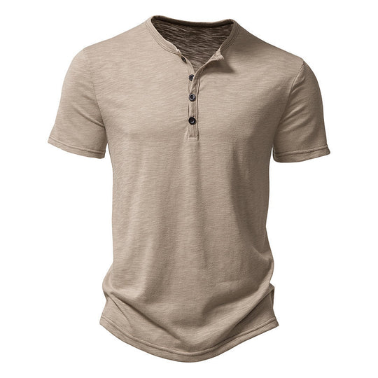 Herren Kurzarm-Henley-T-Shirt mit modischem Knopfdesign und atmungsaktiver Baumwolle Shopnory