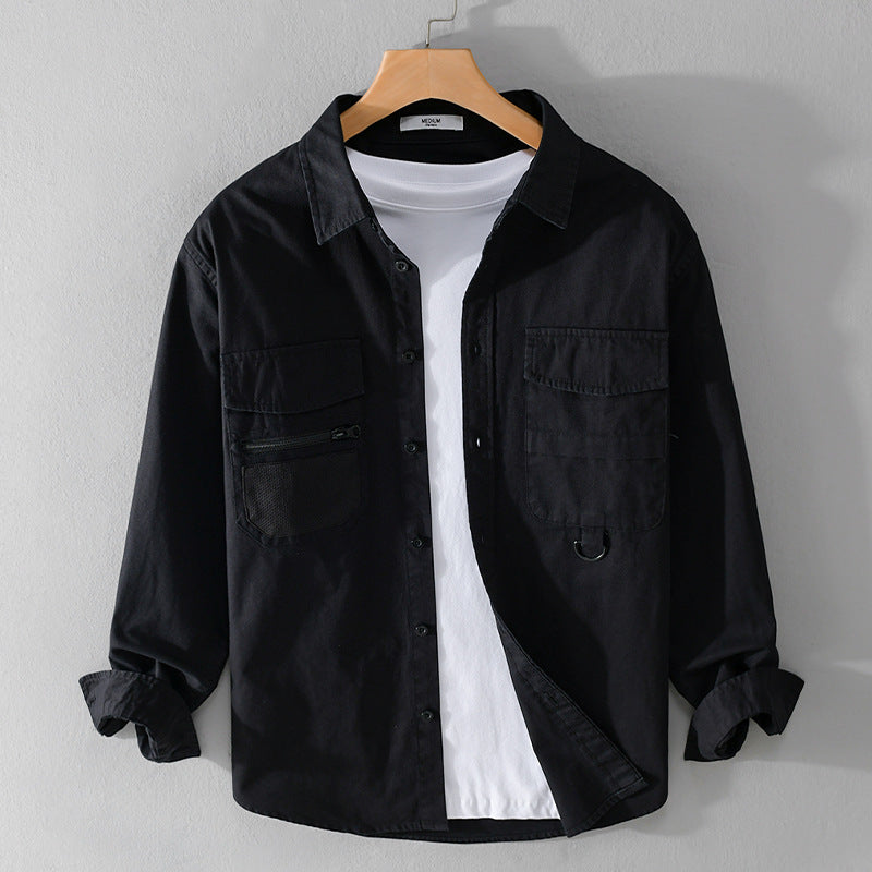 Herren Utility-Overshirt aus Baumwollmix mit Mehrfachtaschen und D-Ring Shop Nory