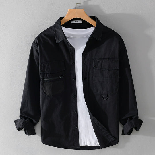 Herren Utility-Overshirt aus Baumwollmix mit Mehrfachtaschen und D-Ring Shop Nory