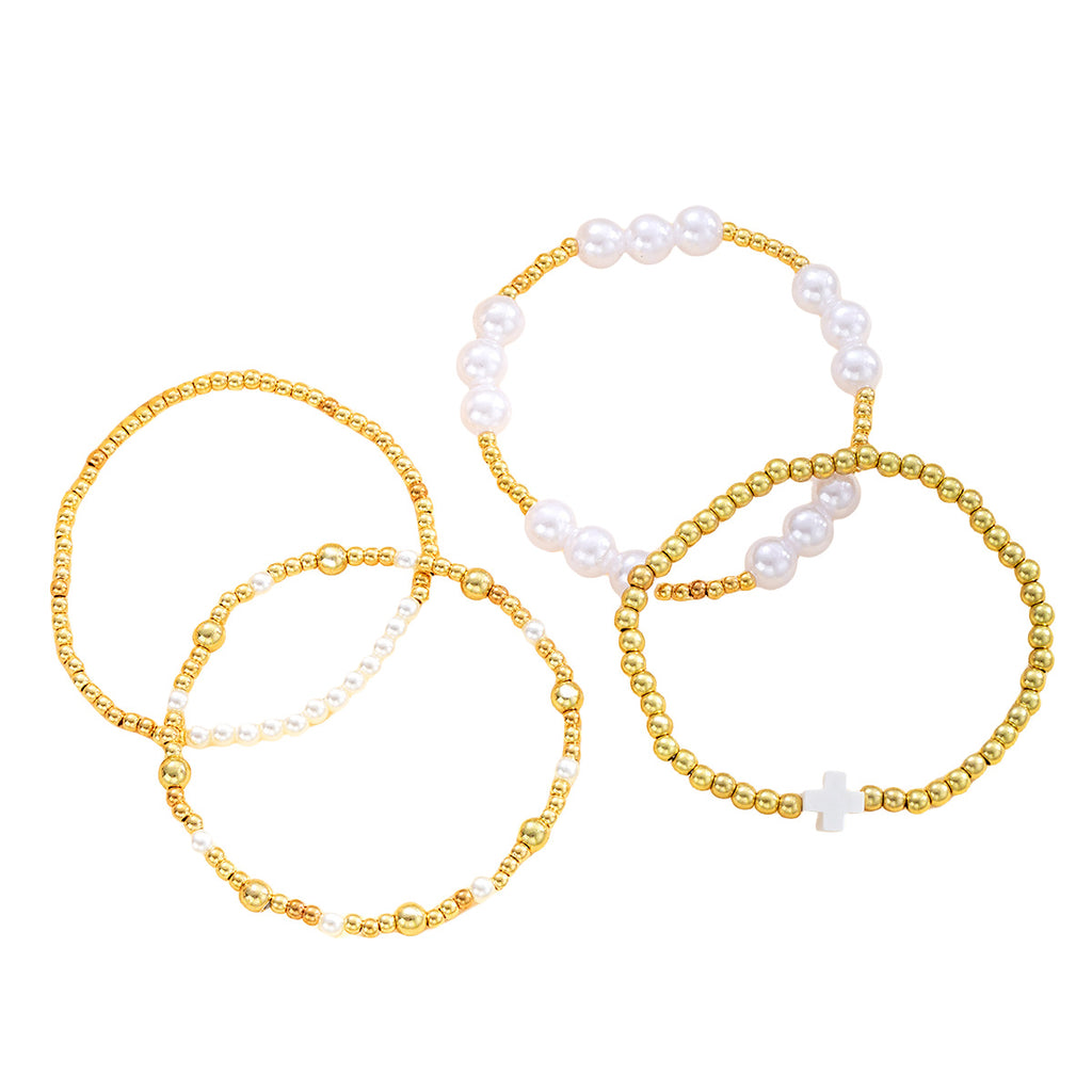 Damen Armband-Set mit schimmernden Perlen und stilvollen Goldakzenten Shop Nory
