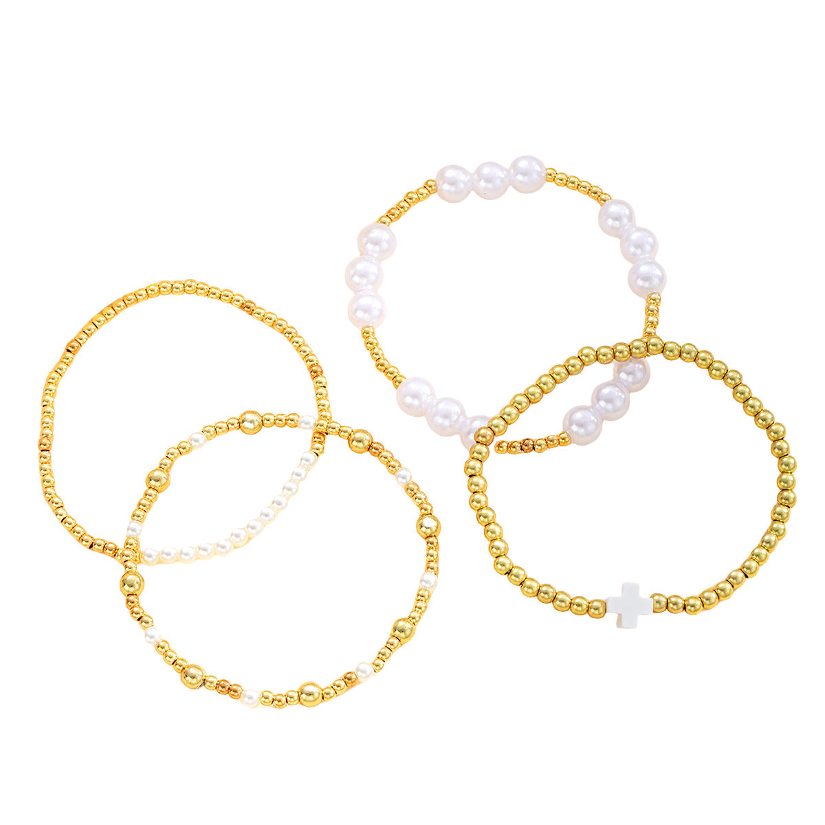 Damen Armband-Set mit schimmernden Perlen und stilvollen Goldakzenten Shop Nory