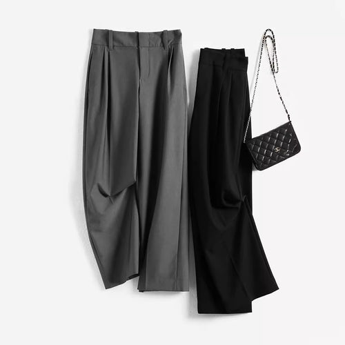 Damen Elegante, hoch taillierte und fließende Stoffhose Shop Nory