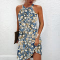 Damen kurzes Sommerkleid mit floralen Mustern