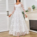 Elegantes Damen Hochzeitskleid mit Spitzenverarbeitung & voluminösem Rock für Hochzeit | ShopNory