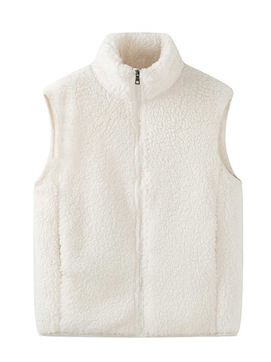 Damen Ärmellose Sherpa-Fleece-Weste mit hohem Stehkragen und Reißverschluss Shop Nory