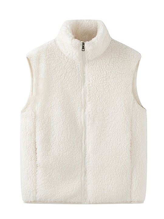 Damen Ärmellose Sherpa-Fleece-Weste mit hohem Stehkragen und Reißverschluss Shop Nory