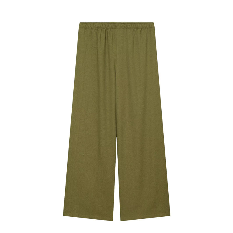 Damen Weite Palazzo-Hose mit elastischem Bund und fließendem Leinenmix Shop Nory