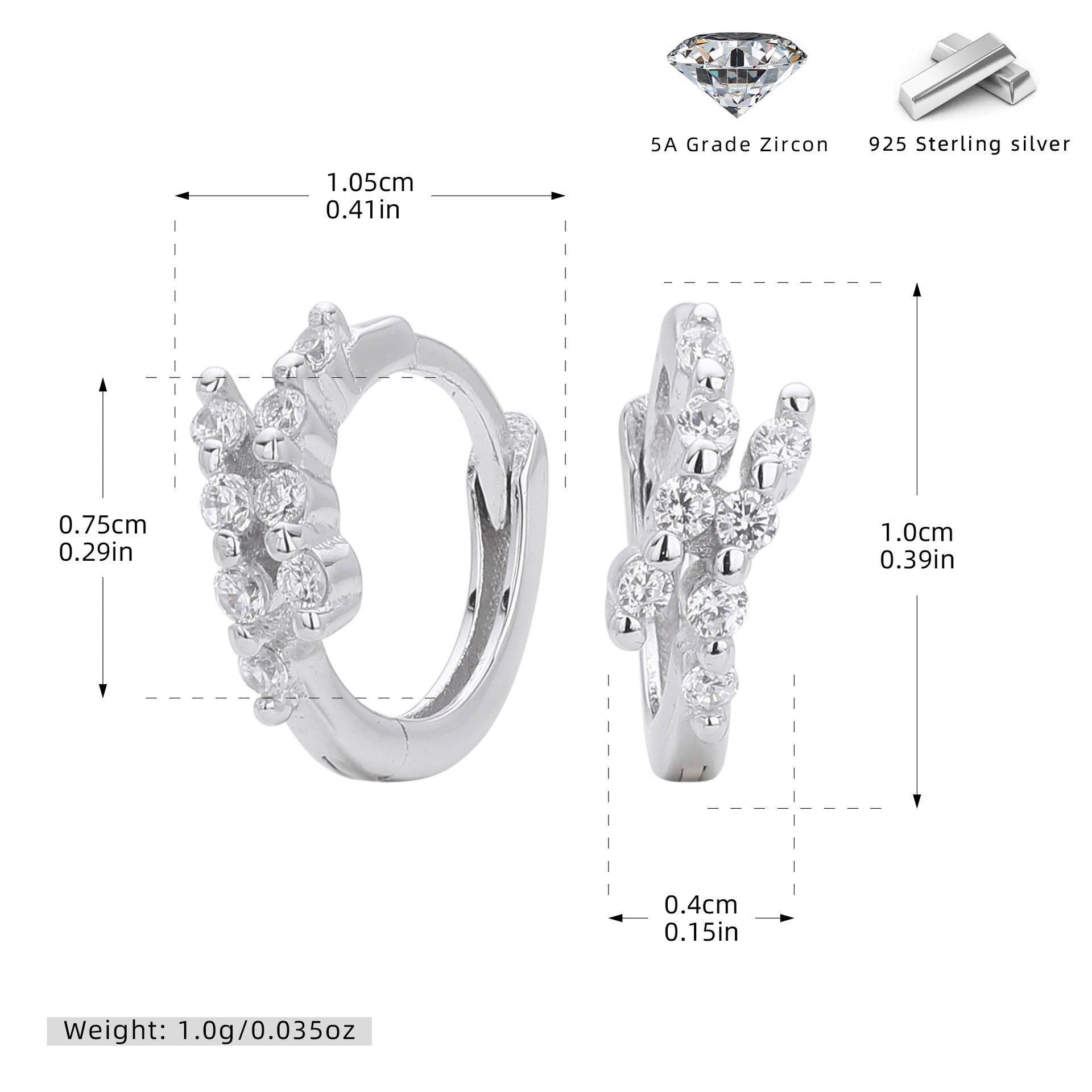 Damen Ohrstecker mit funkelnden Zirkon-Akzenten und hochwertigem 925 Sterling Silber Shop Nory