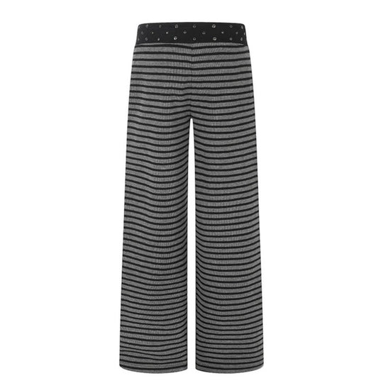 Damen Gestreifte Palazzo-Relaxhose mit Nietenbund und Tunnelzug Shop Nory