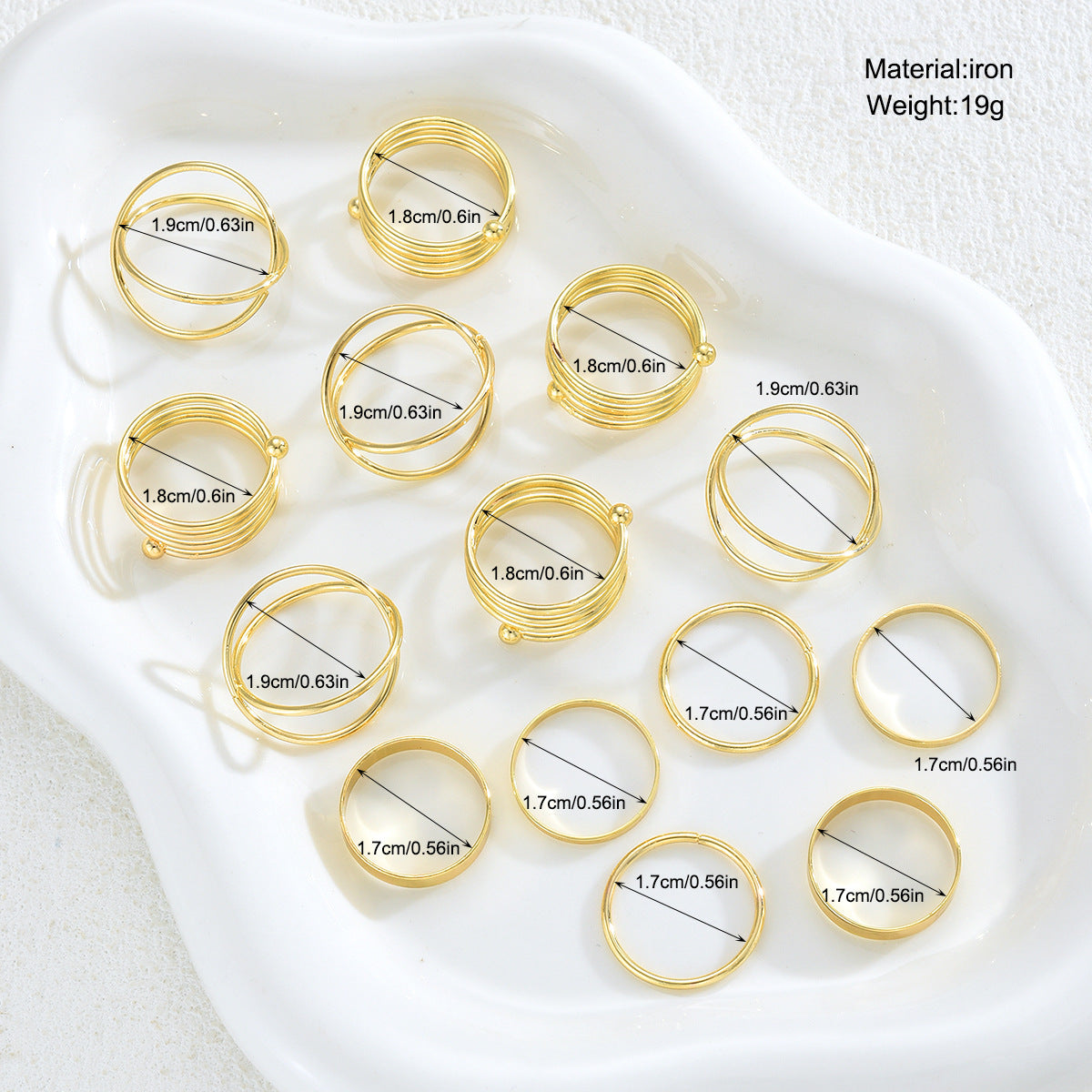 Damen Ring-Set mit abwechslungsreichen strukturierten Designs Shop Nory