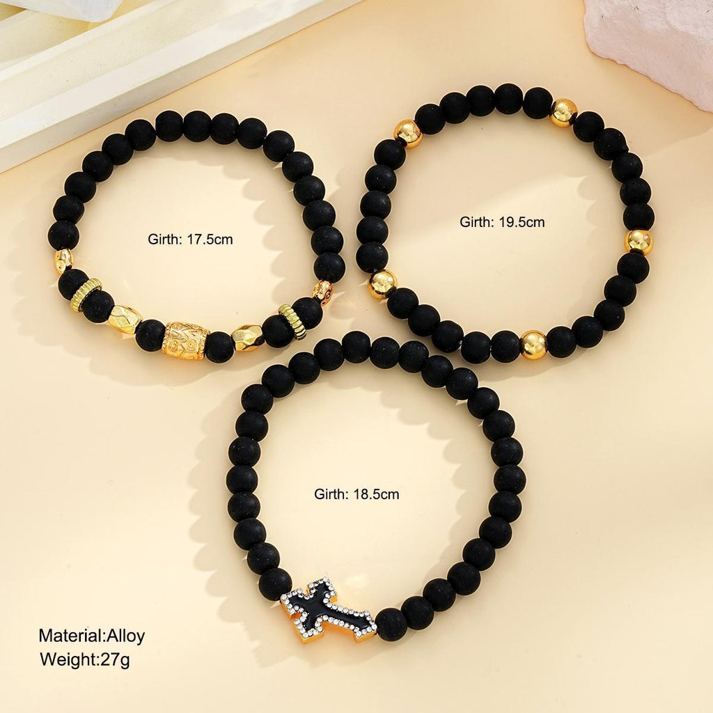 Herren Armband-Set mit stilvollen Perlen und einzigartigem Kreuz-Anhänger Shop Nory