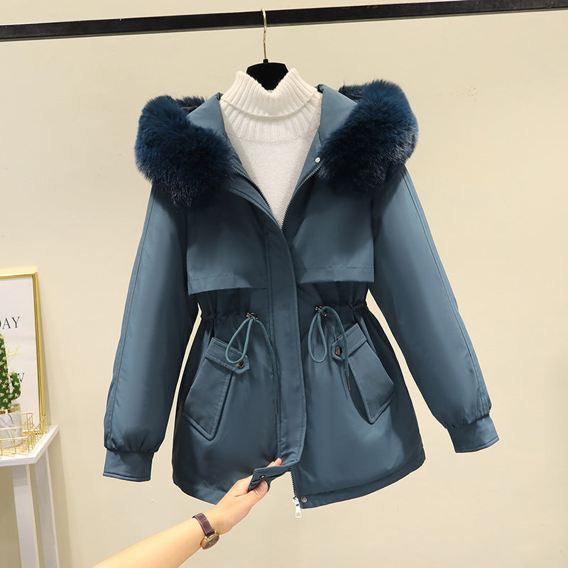 Damen nan taillierter Kurzparka mit Kordelzugtaillierung, Kapuze und großen Pattentaschen Shop Nory