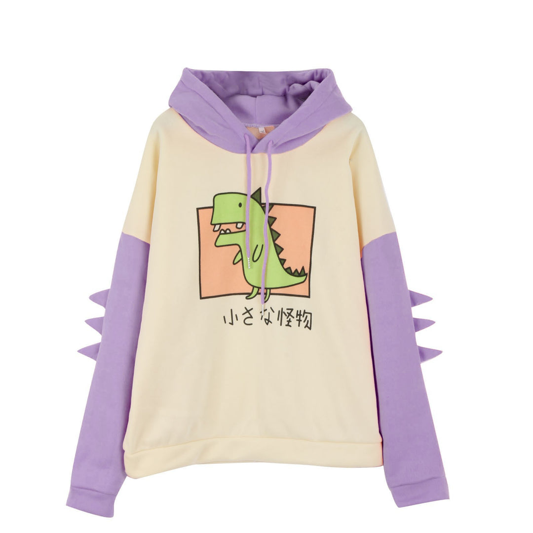 Damen nan Kapuzenpullover mit dreidimensionalen Rückendetails und niedlichem Dinosaurierprint Shop Nory